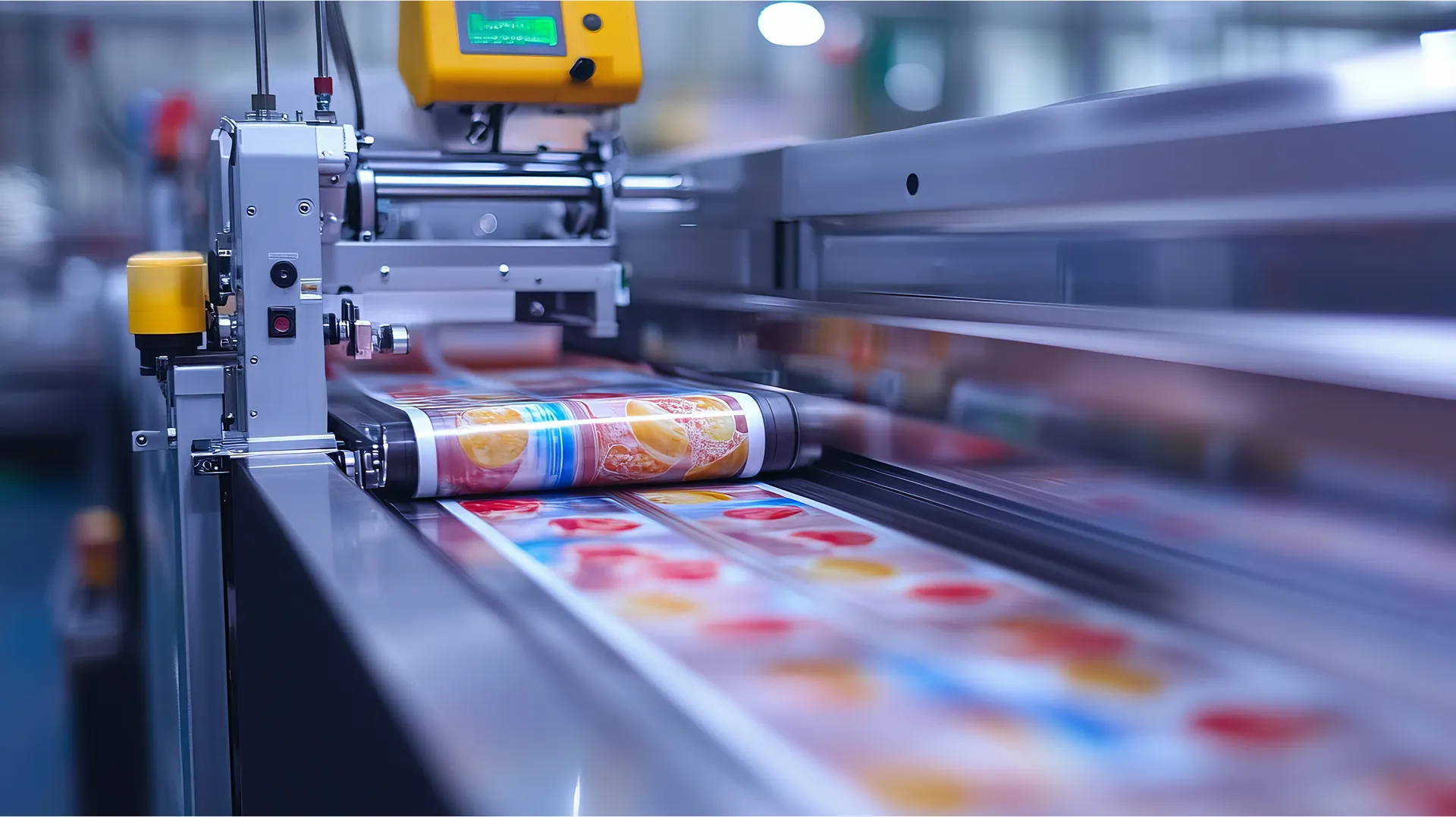Large printing machine printing product labels