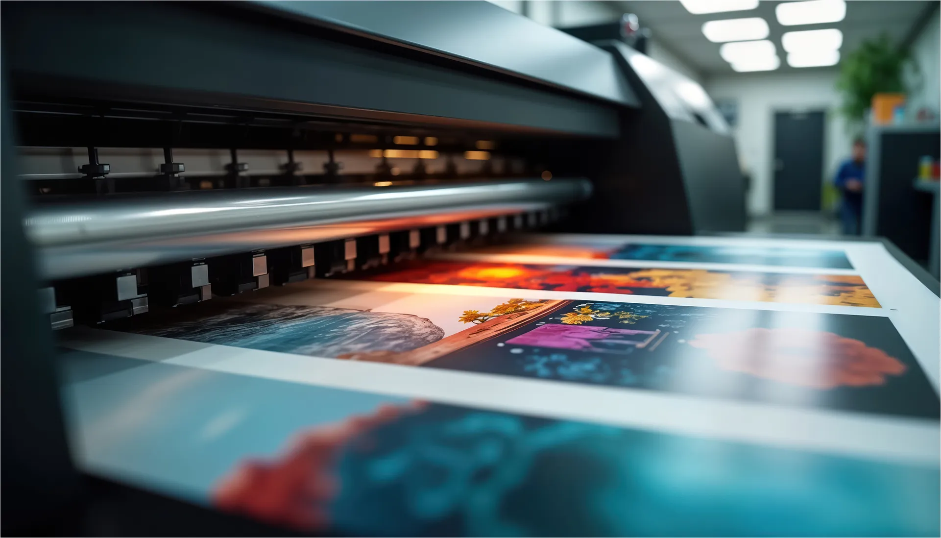 large format printer printed a wide full color print